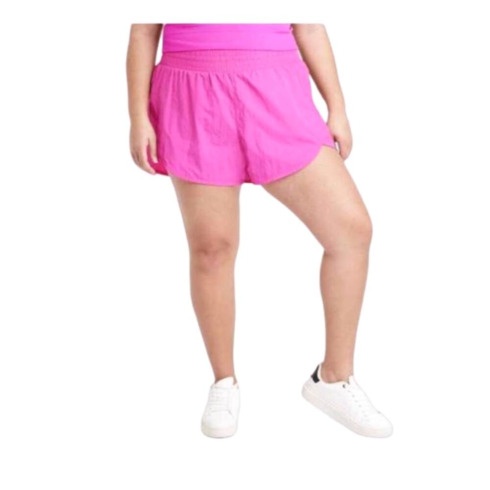 All in Motion High Rise Crinkle Run Shorts UPF 50+ Vibrant Pink XL
